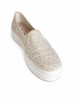Keds Triple Decker Platform Slip On Sneakers Women’s 6M Jute Woven Cream